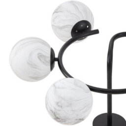 Living And Home Modern E27 6-Light Semi Flush Mount Ceiling Light With Marble-Effect Glass Shades And Black Iron Frame, 20W - thumbnail 7