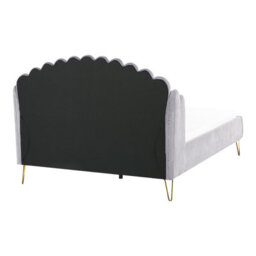 Beliani Bed Velvet Ambillou 140 X 200 Cm (Eu Double) Light Grey - thumbnail 6