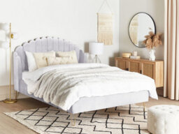 Beliani Bed Velvet Ambillou 140 X 200 Cm (Eu Double) Light Grey - thumbnail 2