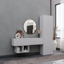 Decorotika Lecce Moduler Modern Tv Unit Wall Mount Customizable Layout High Gloss White - thumbnail 3