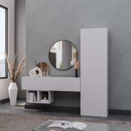 Decorotika Lecce Moduler Modern Tv Unit Wall Mount Customizable Layout High Gloss White - thumbnail 2