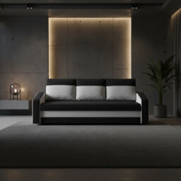 Orion A Compact Upholstered Sofa Bed With Storage Pull Out Guest Bed In Black And Cream