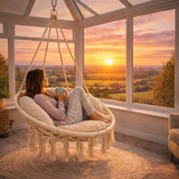 Detex Boho Hanging Chair, 60Cm Diameter, 150Kg Capacity, 360 Swing Hammock Rocking Chair With 2 Chair Cushions, Cream - thumbnail 3