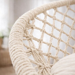 Detex Boho Hanging Chair, 60Cm Diameter, 150Kg Capacity, 360 Swing Hammock Rocking Chair With 2 Chair Cushions, Cream - thumbnail 5