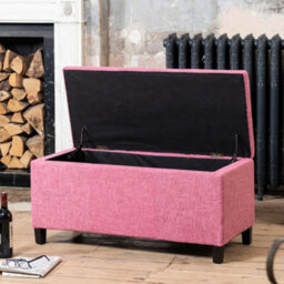 Henbury Fabric Storage Ottoman - Pink - thumbnail 2