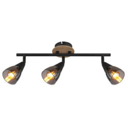 Luminosa Lighting Luminosa Mubby Ceiling Spotlight Bar Matt Black Smoke Glass Shade 3X E14 - thumbnail 3