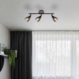Luminosa Lighting Luminosa Mubby Ceiling Spotlight Bar Matt Black Smoke Glass Shade 3X E14 - thumbnail 5
