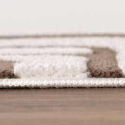 The Rugs Loft Taupe And Ivory Curved Line Living Room Area Rug And Runners Soft Pile - thumbnail 7