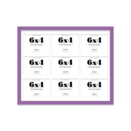 20X16 Inch 9 Opening Photo Collage Frame, Display Nine 6X4 Inch Photos, Multi Aperture Family Picture Frame, Purple - thumbnail 2