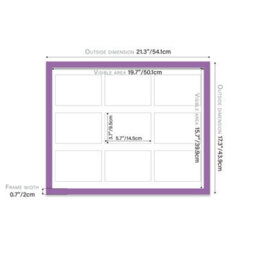 20X16 Inch 9 Opening Photo Collage Frame, Display Nine 6X4 Inch Photos, Multi Aperture Family Picture Frame, Purple - thumbnail 4