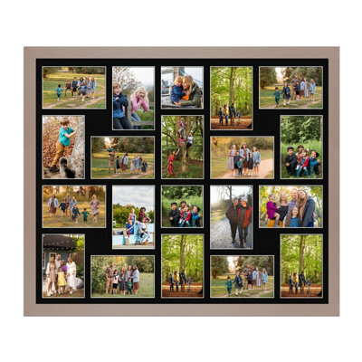 AK Frames 80X70Cm Rose Gold Modern Multi Photo Frame With Black Mount - Holds 20 Apertures (18X) 6X4, (2X) 4X4 Photos - image 1