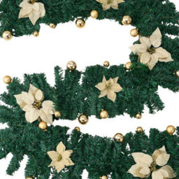 Living And Home 2.7M Artificial Christmas Garland With Led Lights Gold Flower Ball Indoor Holiday Decoration - thumbnail 6