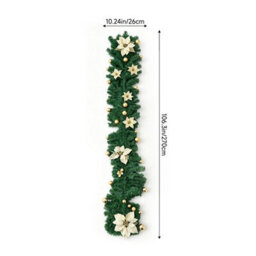 Living And Home 2.7M Artificial Christmas Garland With Led Lights Gold Flower Ball Indoor Holiday Decoration - thumbnail 8