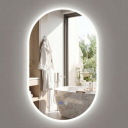 Costway 80 X 50 Cm Lighted Bathroom Mirror Backlit Hd Tempered Glass Frameless Oval Mirror - thumbnail 1