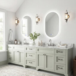 Costway 80 X 50 Cm Lighted Bathroom Mirror Backlit Hd Tempered Glass Frameless Oval Mirror - thumbnail 6