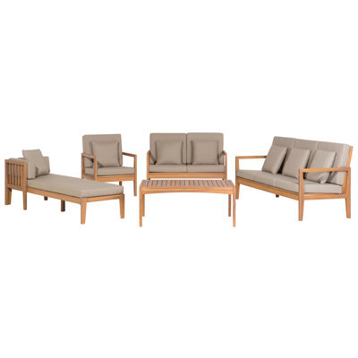Beliani Garden Lounge Set With Table 7 Seater Pataja Certified Acacia Wood Light Brown - image 1