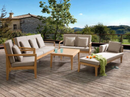Beliani Garden Lounge Set With Table 7 Seater Pataja Certified Acacia Wood Light Brown - thumbnail 2