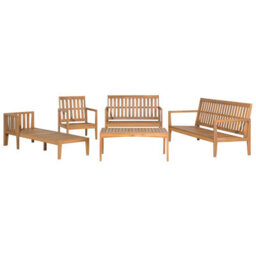 Beliani Garden Lounge Set With Table 7 Seater Pataja Certified Acacia Wood Light Brown - thumbnail 4