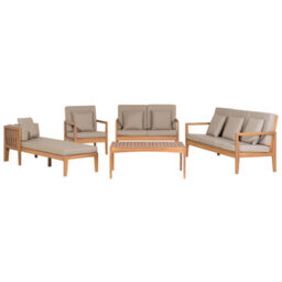 Beliani Garden Lounge Set With Table 7 Seater Pataja Certified Acacia Wood Light Brown - thumbnail 1