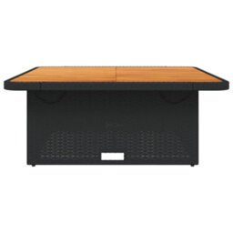 Berkfield Garden Table Black 110X110X71 Cm Poly Rattan And Acacia Wood - thumbnail 5
