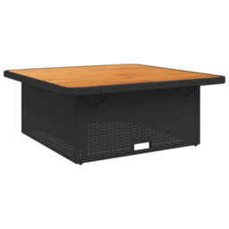Berkfield Garden Table Black 110X110X71 Cm Poly Rattan And Acacia Wood - thumbnail 7