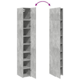 Berkfield Slim Storage Cabinet Concrete Grey 30X42.5X225 Cm Engineered Wood - thumbnail 9