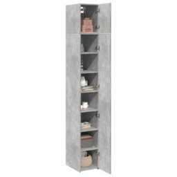 Berkfield Slim Storage Cabinet Concrete Grey 30X42.5X225 Cm Engineered Wood - thumbnail 3