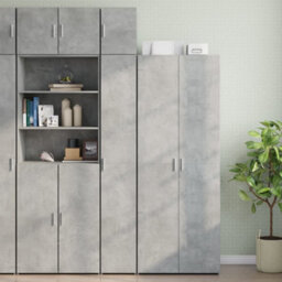 Berkfield Slim Storage Cabinet Concrete Grey 30X42.5X225 Cm Engineered Wood - thumbnail 1