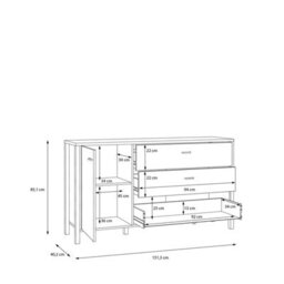 Wyld Haus Egtved Sideboard Black And Natural Oak-Effect, 1 Door 3 Drawers, Large - thumbnail 6
