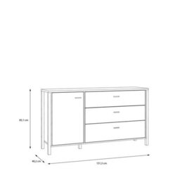 Wyld Haus Egtved Sideboard Black And Natural Oak-Effect, 1 Door 3 Drawers, Large - thumbnail 7