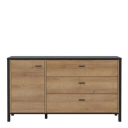 Wyld Haus Egtved Sideboard Black And Natural Oak-Effect, 1 Door 3 Drawers, Large - thumbnail 4