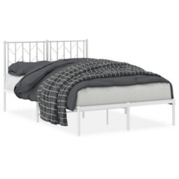 Berkfield Metal Bed Frame Without Mattress With Headboard White 120X190Cm - thumbnail 2
