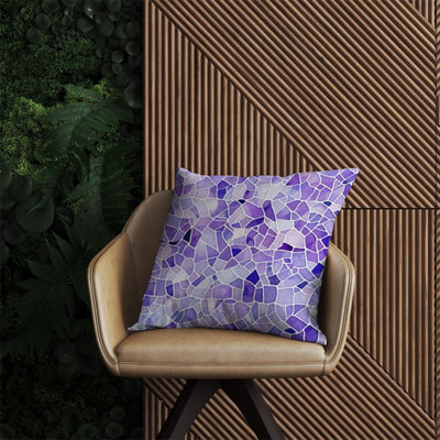 Warren Reed Designer Purple And White Mosaic Design Outdoor Cushion 60Cm X 60Cm