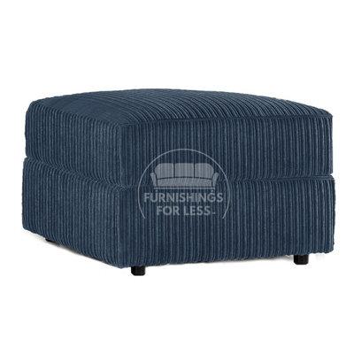 Furnishings For Less UK Luxor  Delta  Ferguson Blue Fabric Soft Jumbo Cord Footstool