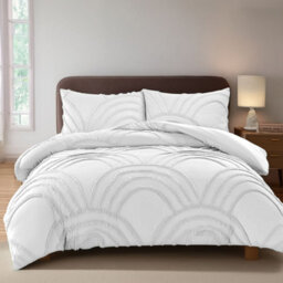 Duvet Cover And Pillowcase Set Tufted Luxury Design Polyester Bed Linen White