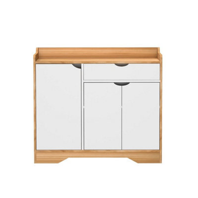 White Shoe Storage Cabinet Unit Cupboard Hallway Furniture Living Room Shoe Rack Natural - image 1
