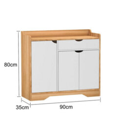 White Shoe Storage Cabinet Unit Cupboard Hallway Furniture Living Room Shoe Rack Natural - thumbnail 2