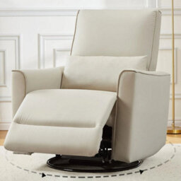 Swivel Rocking Recliner Chair Manual Leather Glider With Lumbar Padded Armrest - thumbnail 1