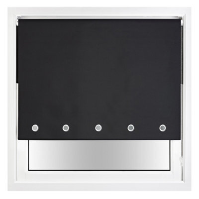 Furnished Thermal Blackout Roller Blinds With Round Eyelets & Metal Fittings - Black (W)240Cm (L)210Cm - image 1