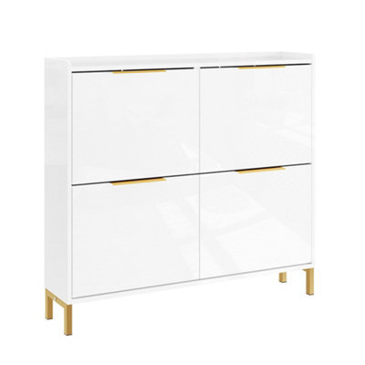 Sobuy Fsr206-Gw, Narrow Shoe Cabinet - 19Cm Slim Hallway Shoe Storage Cabinet With High Gloss Finish,w100Xd19.1Xh88.6 - image 1