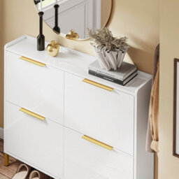 Sobuy Fsr206-Gw, Narrow Shoe Cabinet - 19Cm Slim Hallway Shoe Storage Cabinet With High Gloss Finish,w100Xd19.1Xh88.6 - thumbnail 8