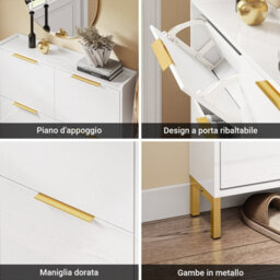 Sobuy Fsr206-Gw, Narrow Shoe Cabinet - 19Cm Slim Hallway Shoe Storage Cabinet With High Gloss Finish,w100Xd19.1Xh88.6 - thumbnail 6