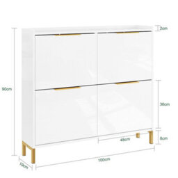 Sobuy Fsr206-Gw, Narrow Shoe Cabinet - 19Cm Slim Hallway Shoe Storage Cabinet With High Gloss Finish,w100Xd19.1Xh88.6 - thumbnail 3