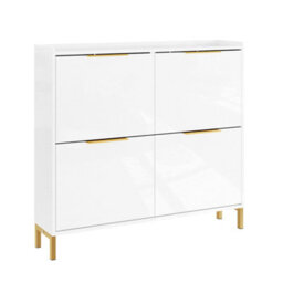 Sobuy Fsr206-Gw, Narrow Shoe Cabinet - 19Cm Slim Hallway Shoe Storage Cabinet With High Gloss Finish,w100Xd19.1Xh88.6 - thumbnail 1