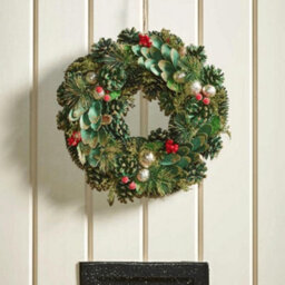 Samuel Alexander 50Cm Bauble And Pinecone Hanging Christmas Wreath With Red Berries - thumbnail 3
