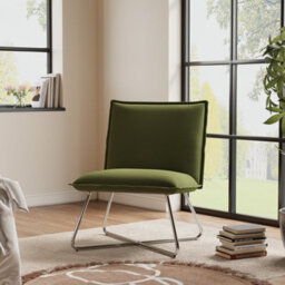 Living And Home Green Modern Linen Accent Chair With Metal Base - thumbnail 2