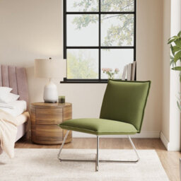 Living And Home Green Modern Linen Accent Chair With Metal Base - thumbnail 3