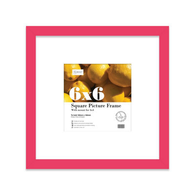 "6X6"" Bright Pink Picture Frame - 6X6"" Square Frame With 4X4"" Mount For 6X6""/4X4"" Pictures Art Deco Style Room Decor, 1 Pack" - image 1