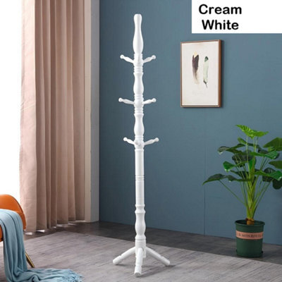 Multibao Posh Solid Wood Coat Stand - 9 Hooks Elegant Rack - Cream White - image 1