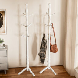 Multibao Posh Solid Wood Coat Stand - 9 Hooks Elegant Rack - Cream White - thumbnail 5